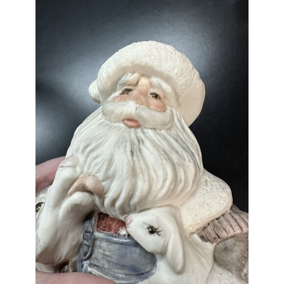 Christmas Hand Painted Atlantic Mold Ceramic Santa W Farm Animals 10" - Picture 4 of 8